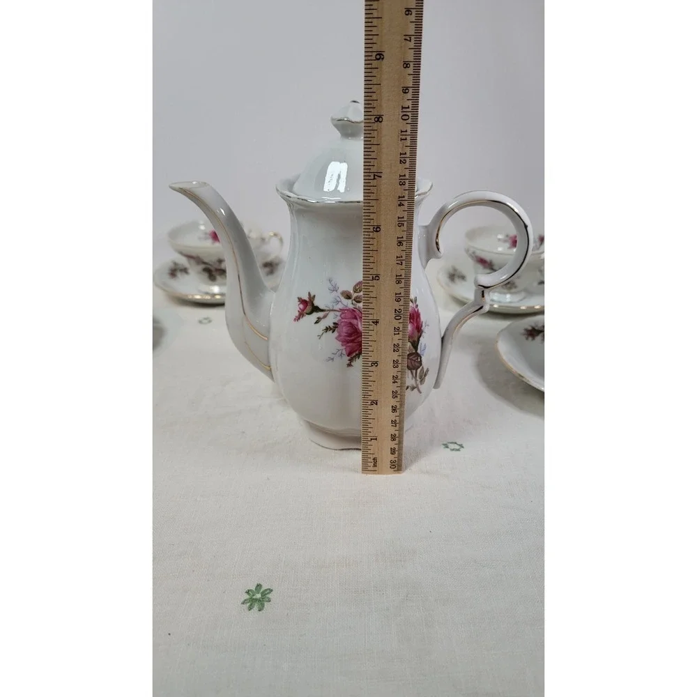 Japan‎ China Moss Rose Demitasse Tea Set Vintage (4) Four Piece Set 1940s Read